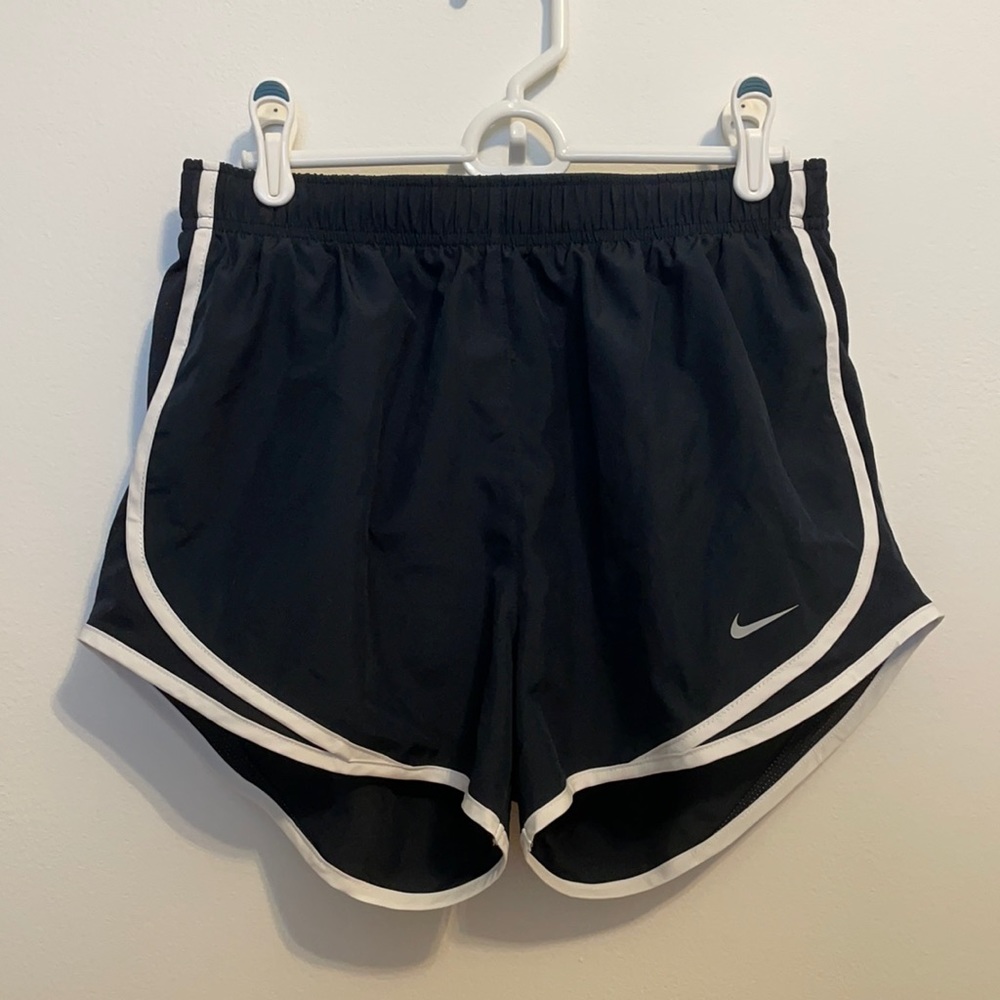 Navy and white Nike dri-fit tempo shorts